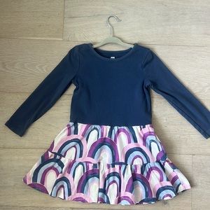 Tea Collection 4T rainbow ruffle dress navy blue pink